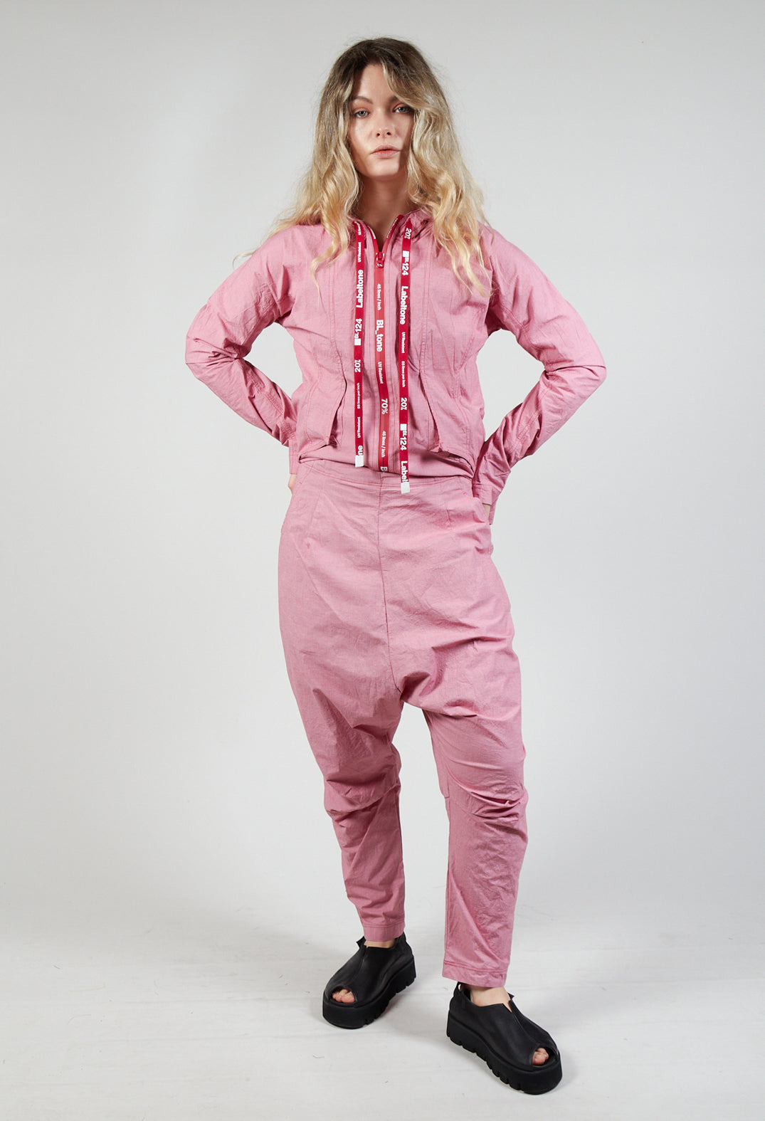 Pull On Drop Crotch Trousers in Chili Check