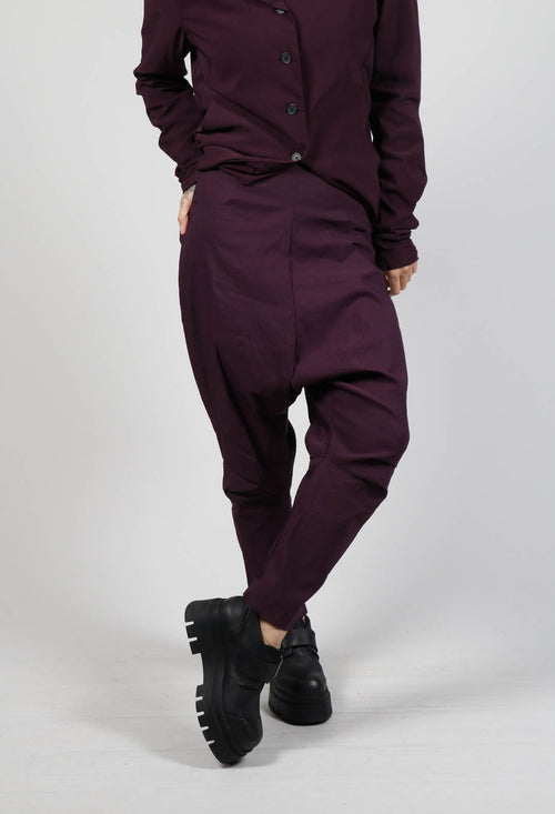 Pull On Drop Crotch Trousers in Ruby