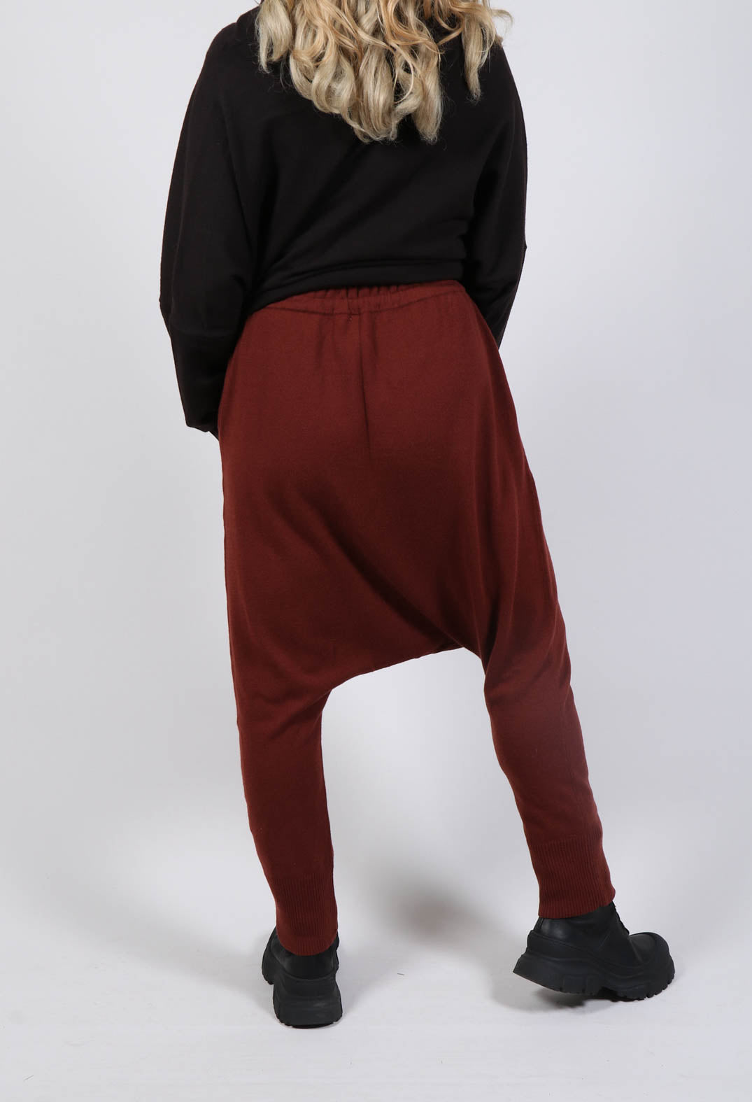 Pull On Drop Crotch Trousers in Rust