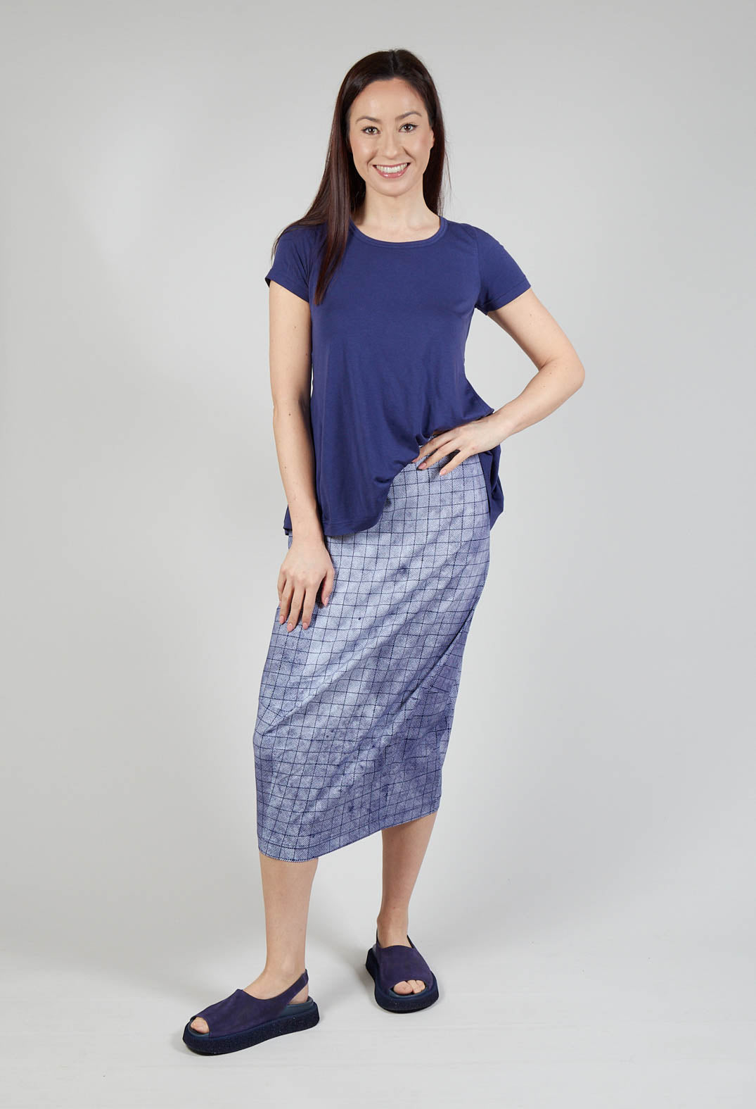 Pull On Fitted Skirt in Azur Print