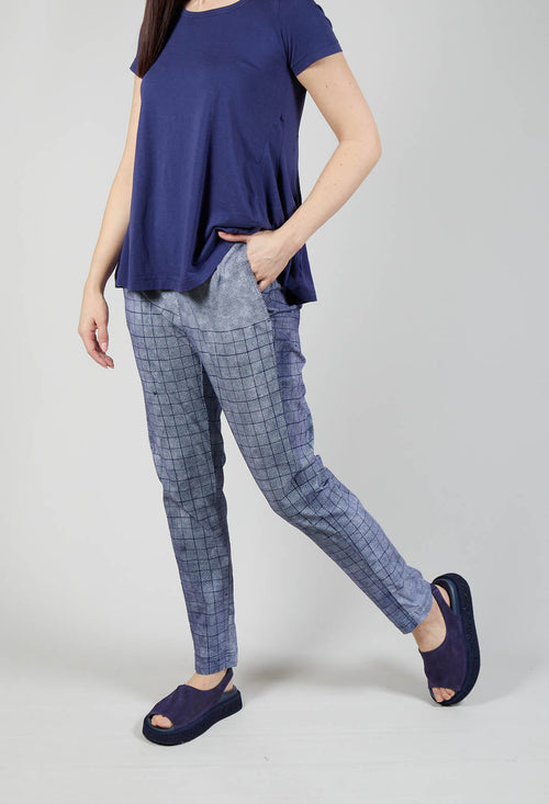 Pull On Fitted Trousers in Azur Print