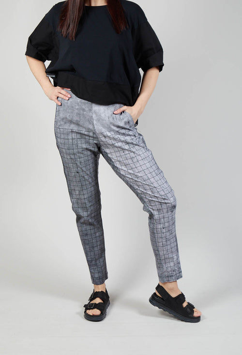 Pull On Fitted Trousers in Black Print