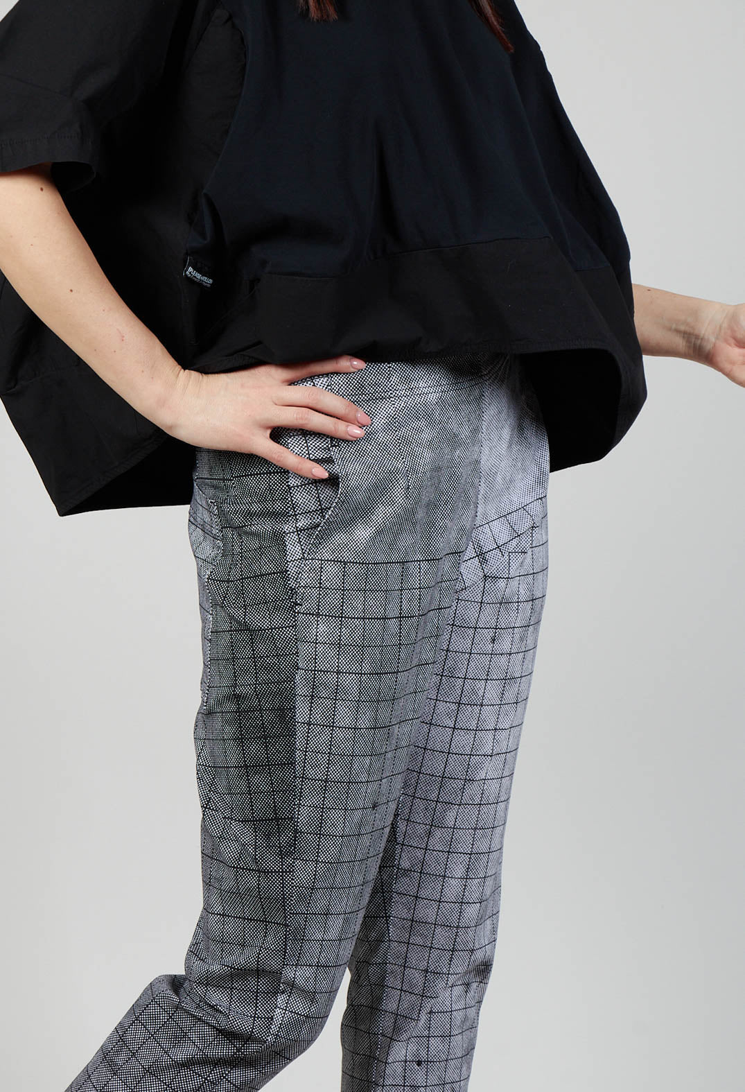 Pull On Fitted Trousers in Black Print