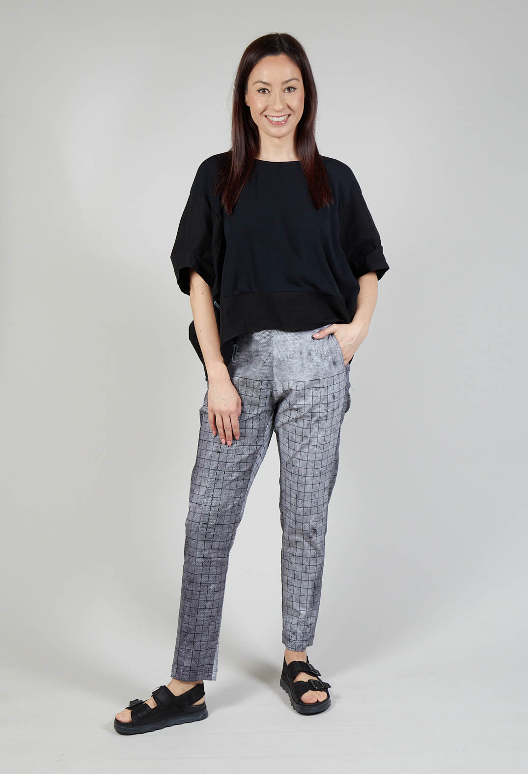 Pull On Fitted Trousers in Black Print