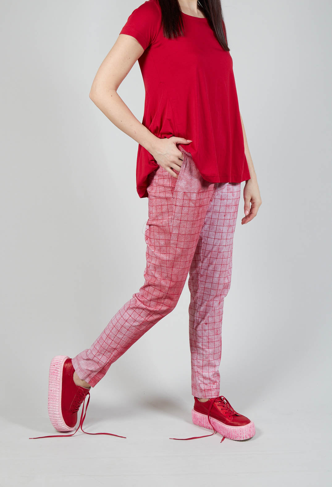 Pull On Fitted Trousers in Chili Print