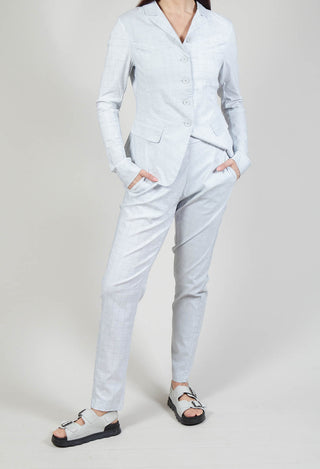 Pull On Fitted Trousers in Grey Print