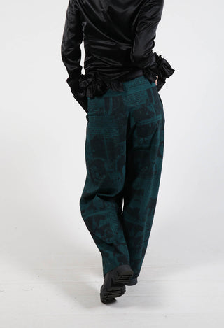 Pull On Relaxed Fit Trousers in Forest Comic