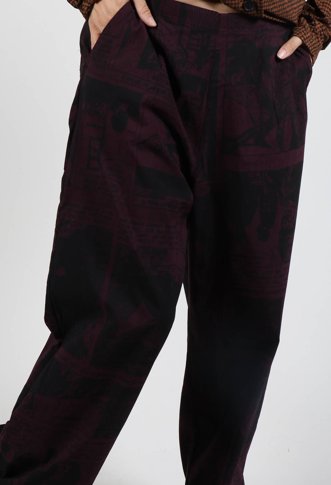 Pull On Relaxed Fit Trousers in Ruby Comic