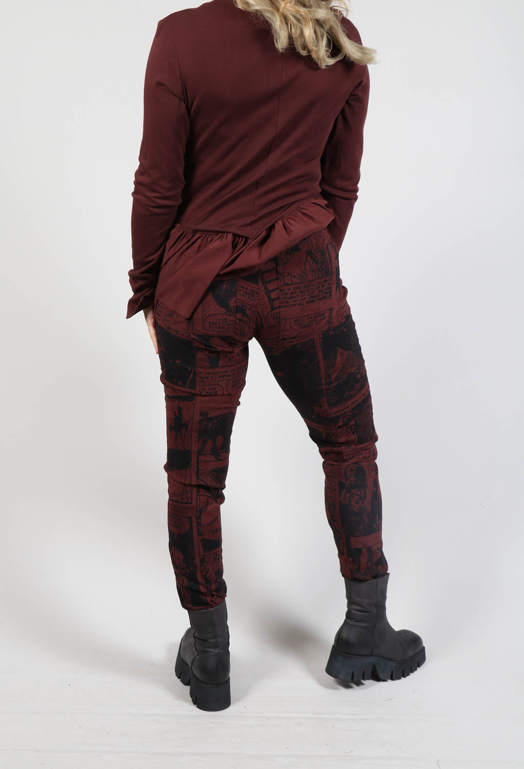 Pull On Skinny Fit Trousers in Wood Comic