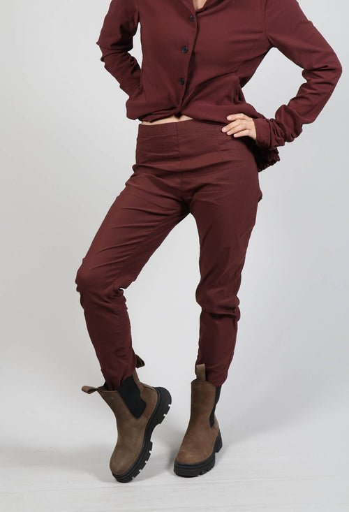 Pull On Skinny Leg Trousers in Wood