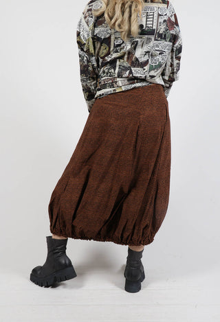 Pull On Skirt with Gathered Hem in Brick Print
