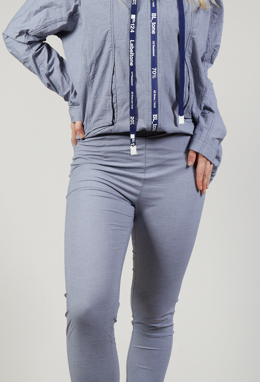Pull On Slim Fit Trousers in Azur Check