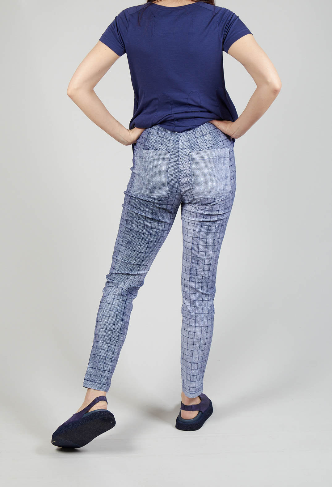 Pull On Slim Fit Trousers in Azur Print