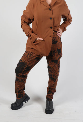 Pull On Slim Fit Trousers in Brick Comic