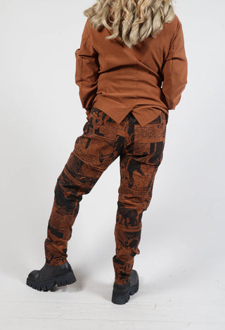 Pull On Slim Fit Trousers in Brick Comic