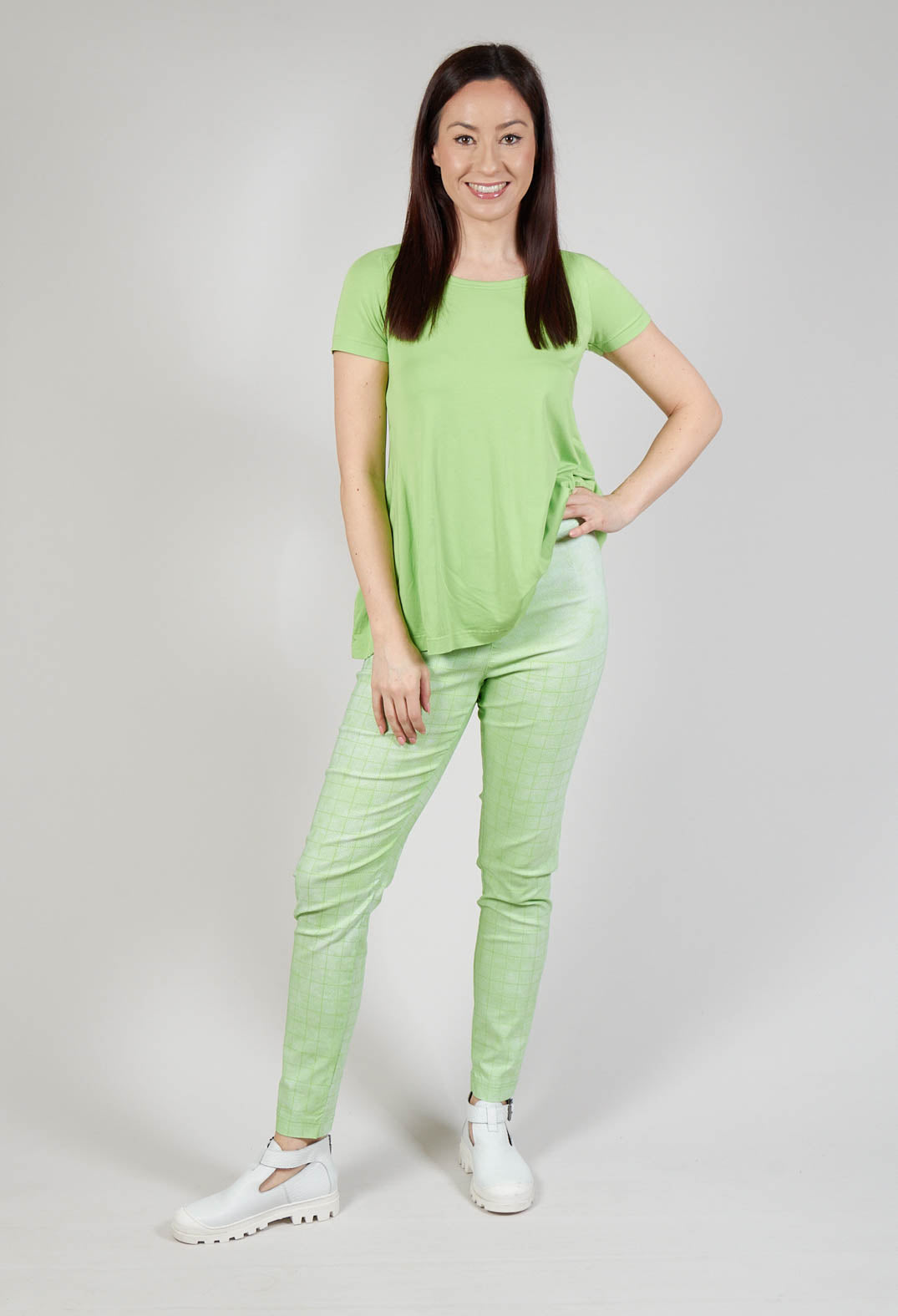 Pull On Slim Fit Trousers in Lime Print