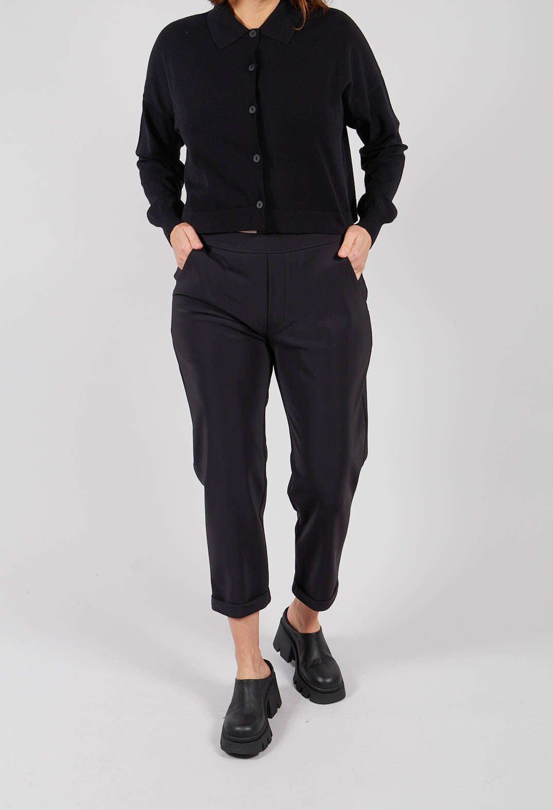 Pull On Slim Trousers in Black