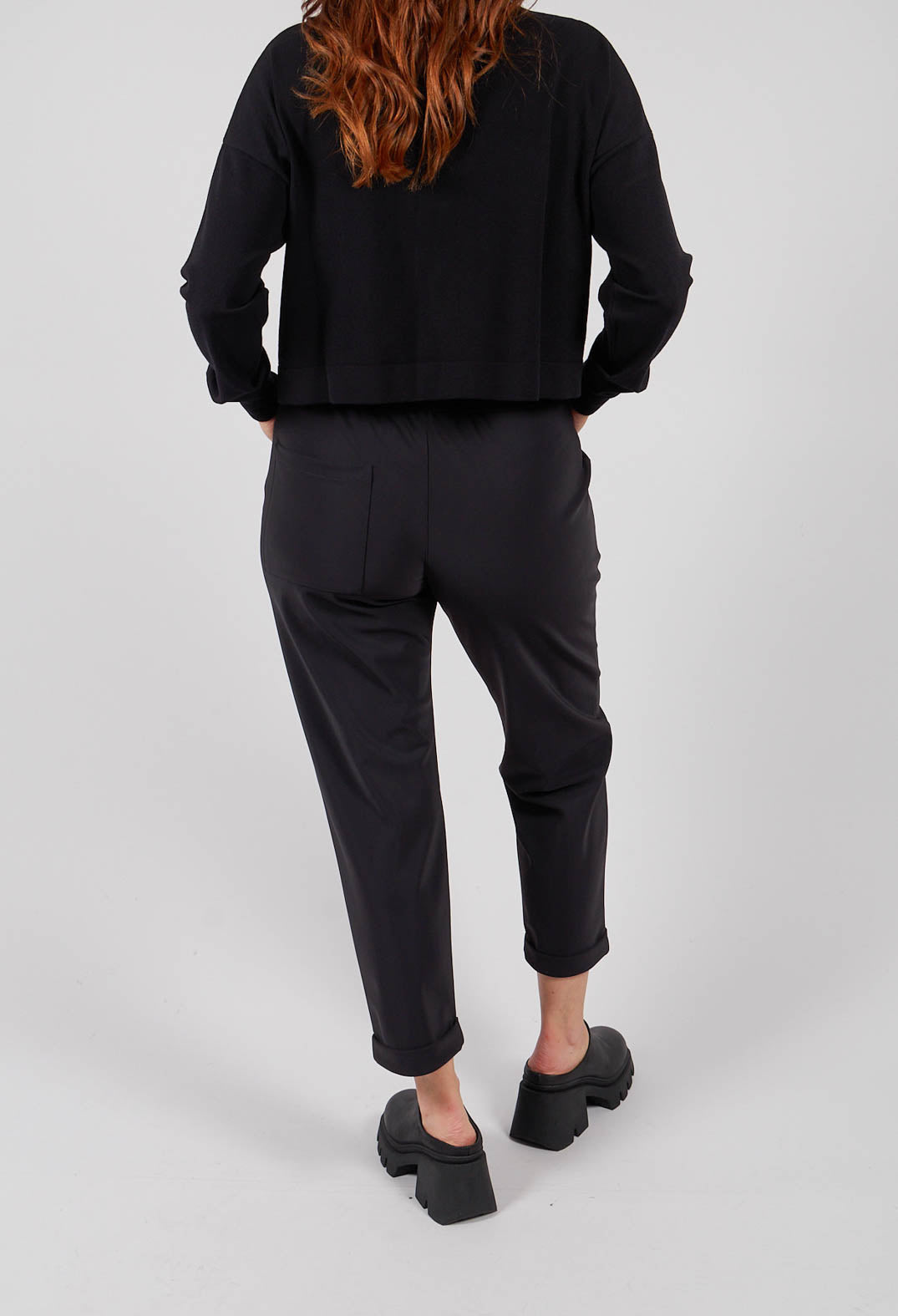 Pull On Slim Trousers in Black