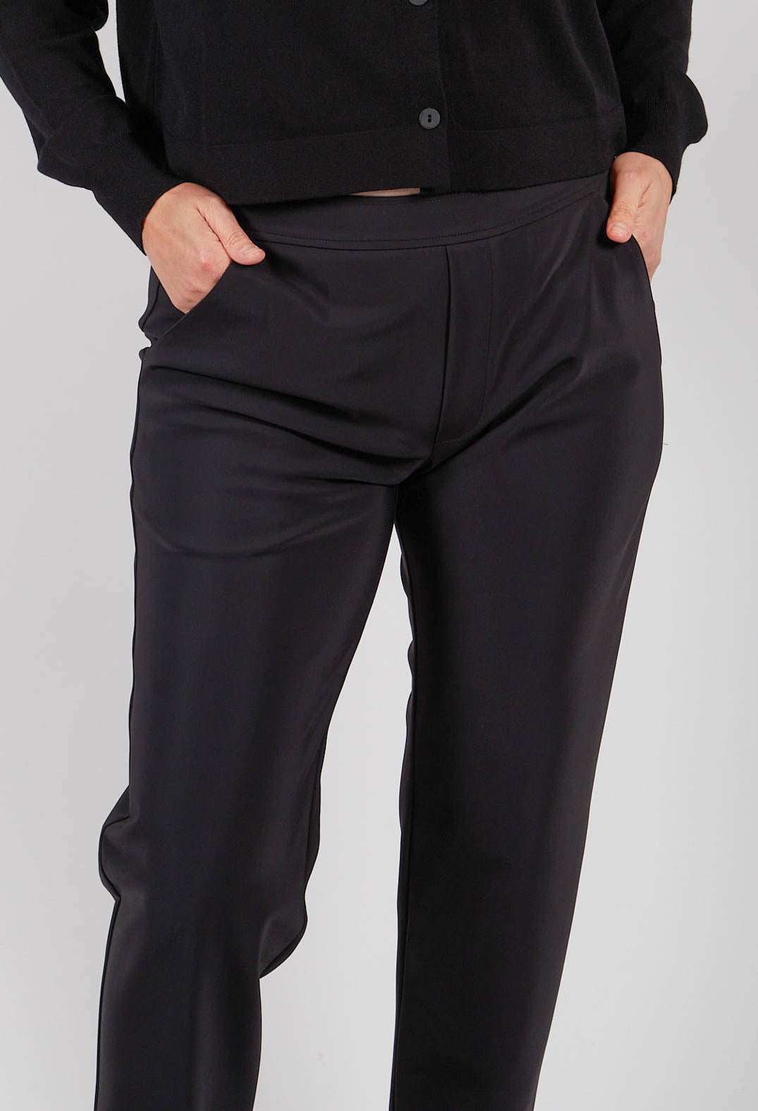Pull On Slim Trousers in Black