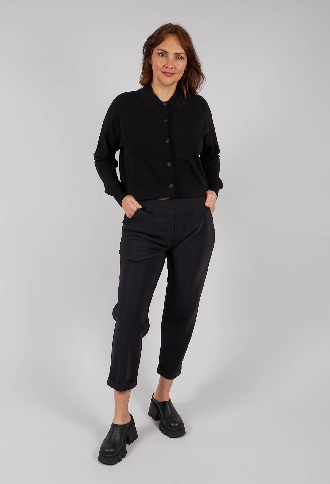 Pull On Slim Trousers in Black