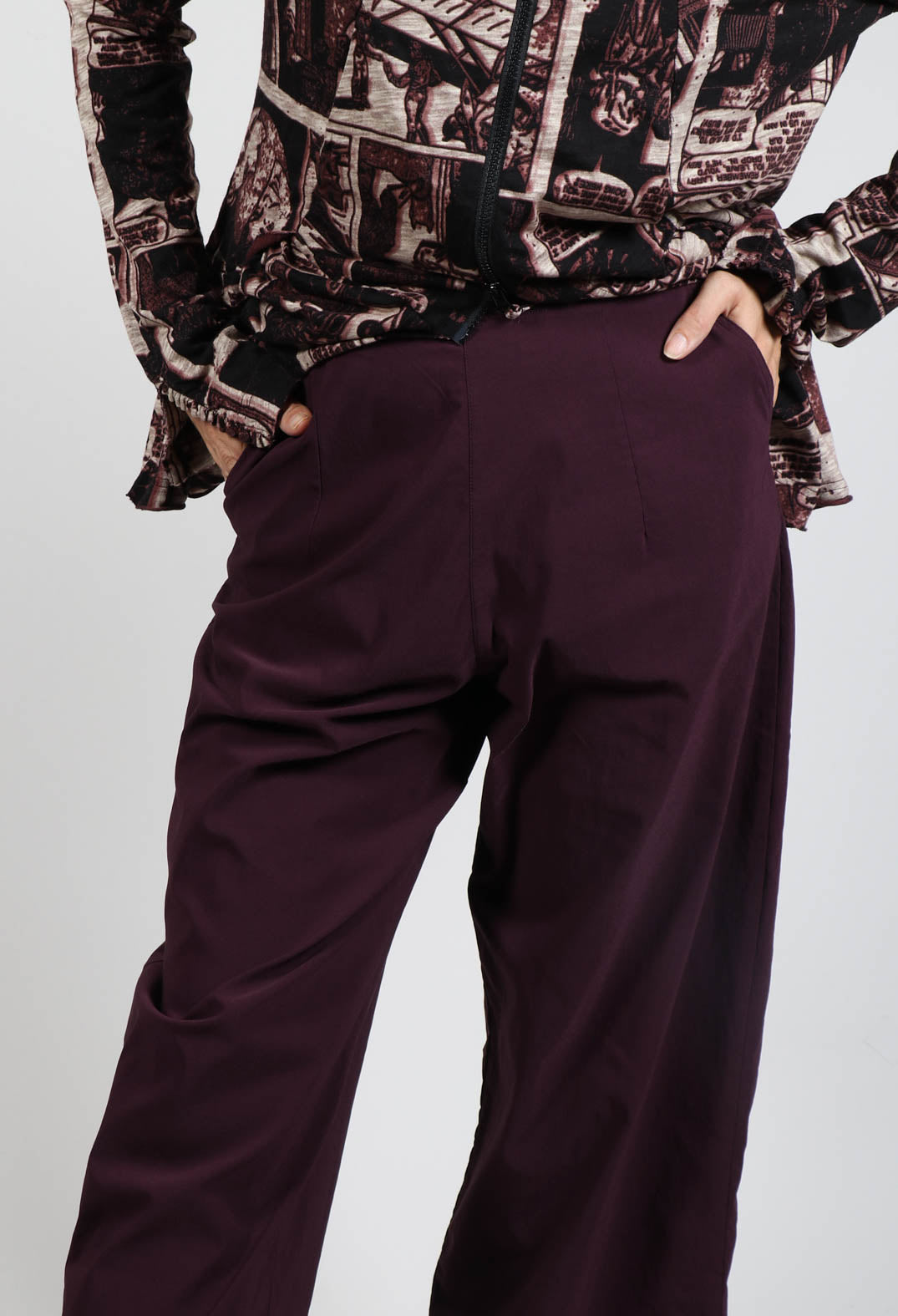 Pull On Straight Leg Trousers in Ruby