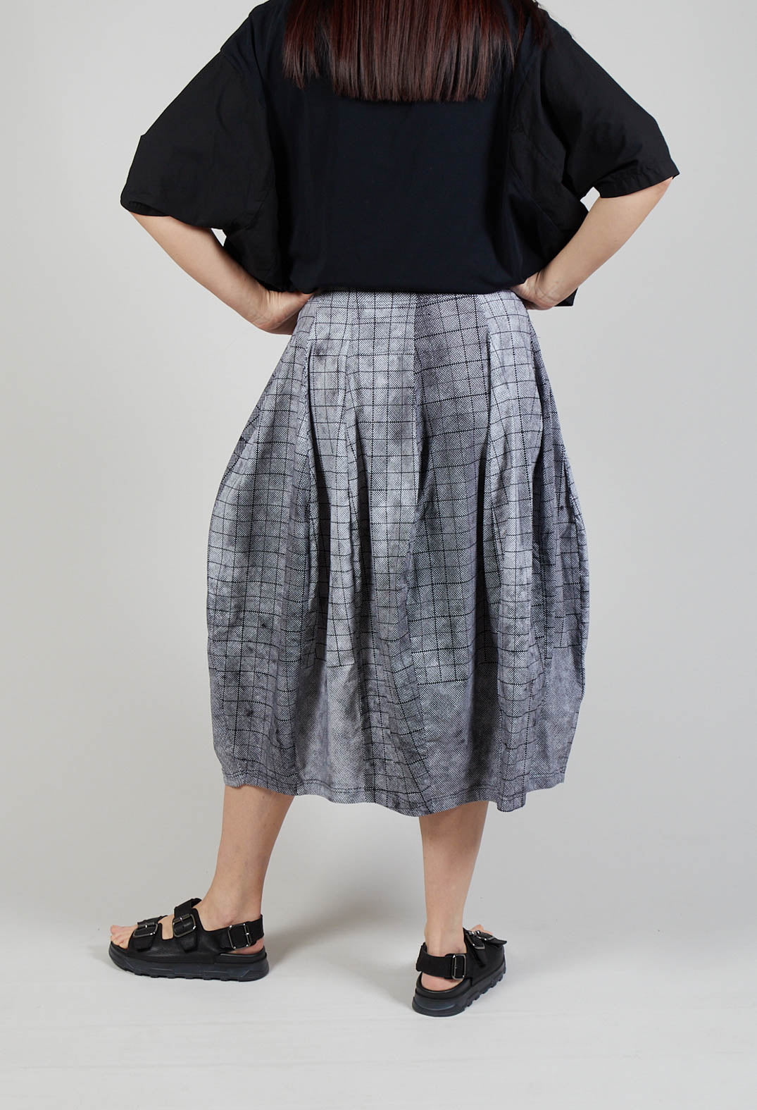Pull On Tulip Skirt in Placed Black Print