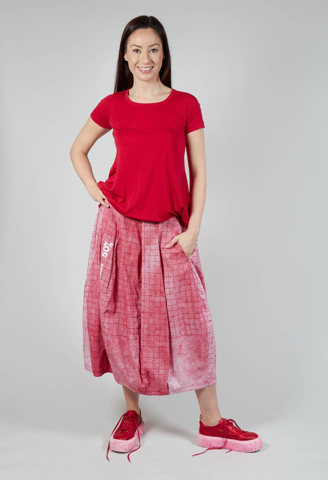 Pull On Tulip Skirt in Placed Chili Print