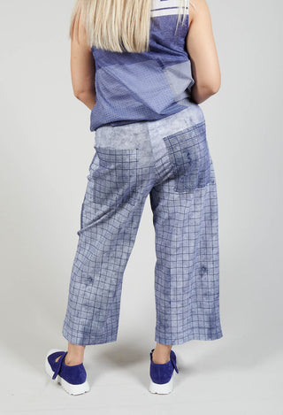 Pull On Wide Leg Trousers in Azur Print