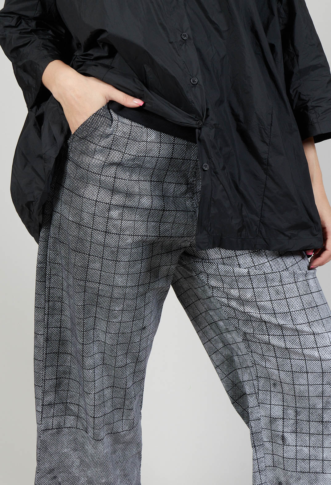 Pull On Wide Leg Trousers in Black Print