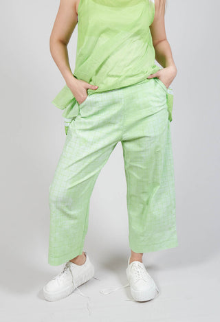 Pull On Wide Leg Trousers in Lime Print