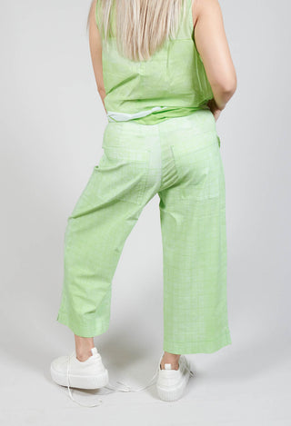 Pull On Wide Leg Trousers in Lime Print