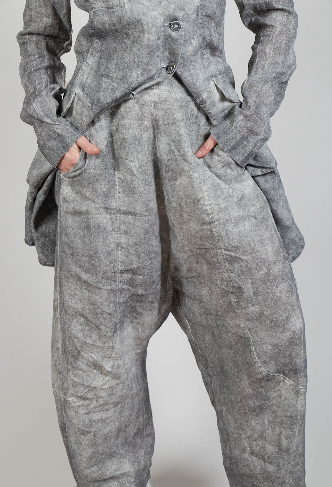 Pull on Egg Shape Trousers in Dark Marble