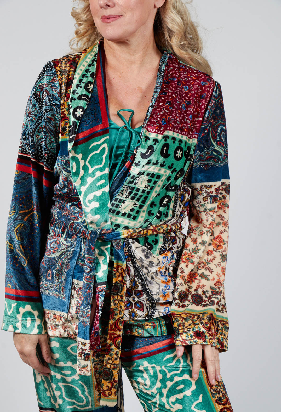 Pyjama Shirt in Patchwork Foulard Print