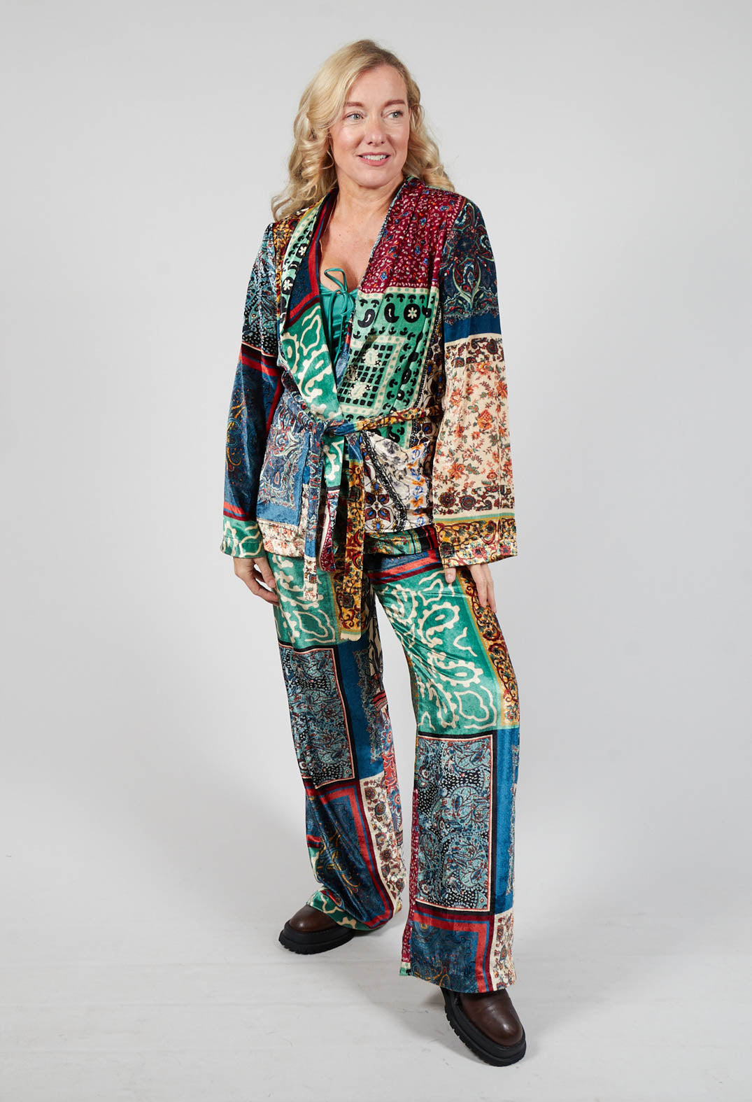 Pyjama Shirt in Patchwork Foulard Print