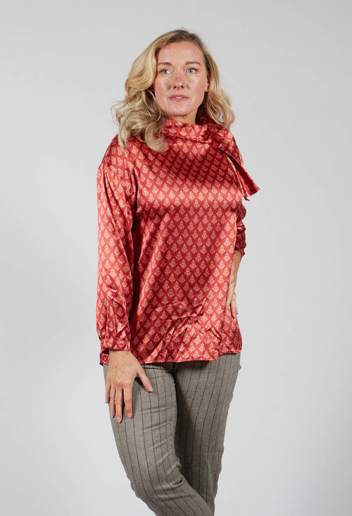 Silk Bow Shirt in Vulcano