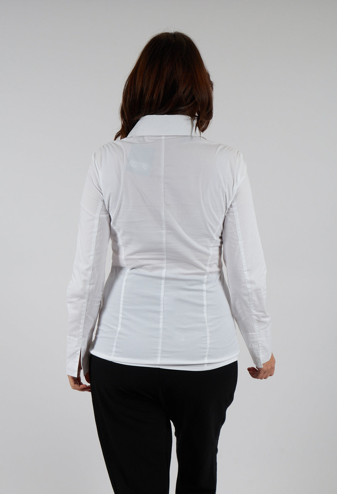 Long Sleeved Blouse with Zip Detail in White