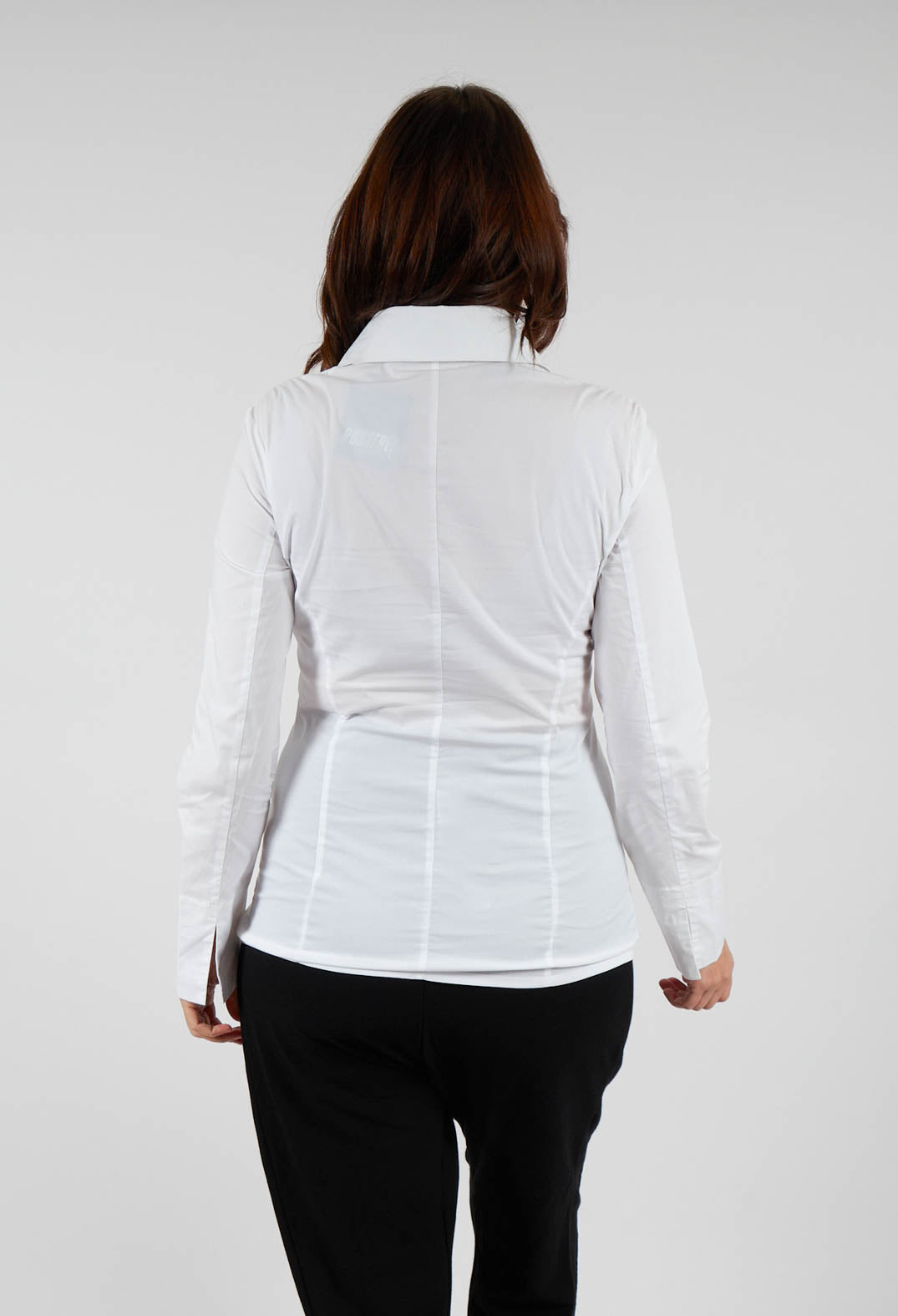 Long Sleeved Blouse with Zip Detail in White
