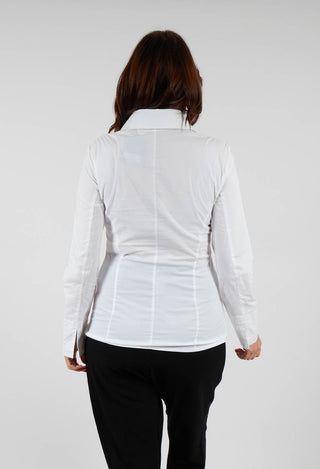 Long Sleeved Blouse with Zip Detail in White