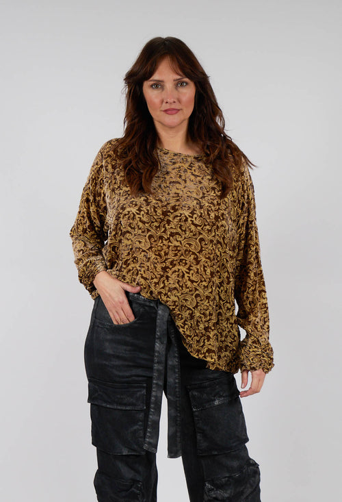 Velvet Patterned Wide Top in Gold
