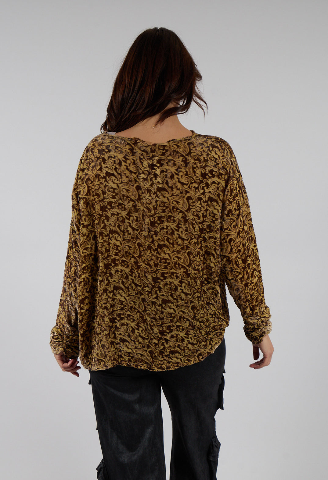 Velvet Patterned Wide Top in Gold