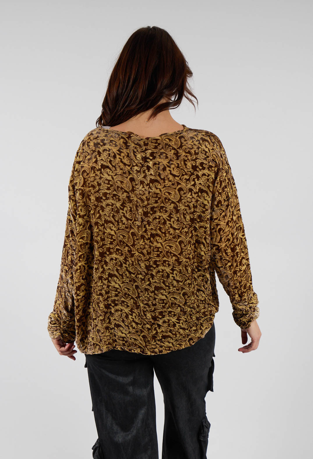 Velvet Patterned Wide Top in Gold