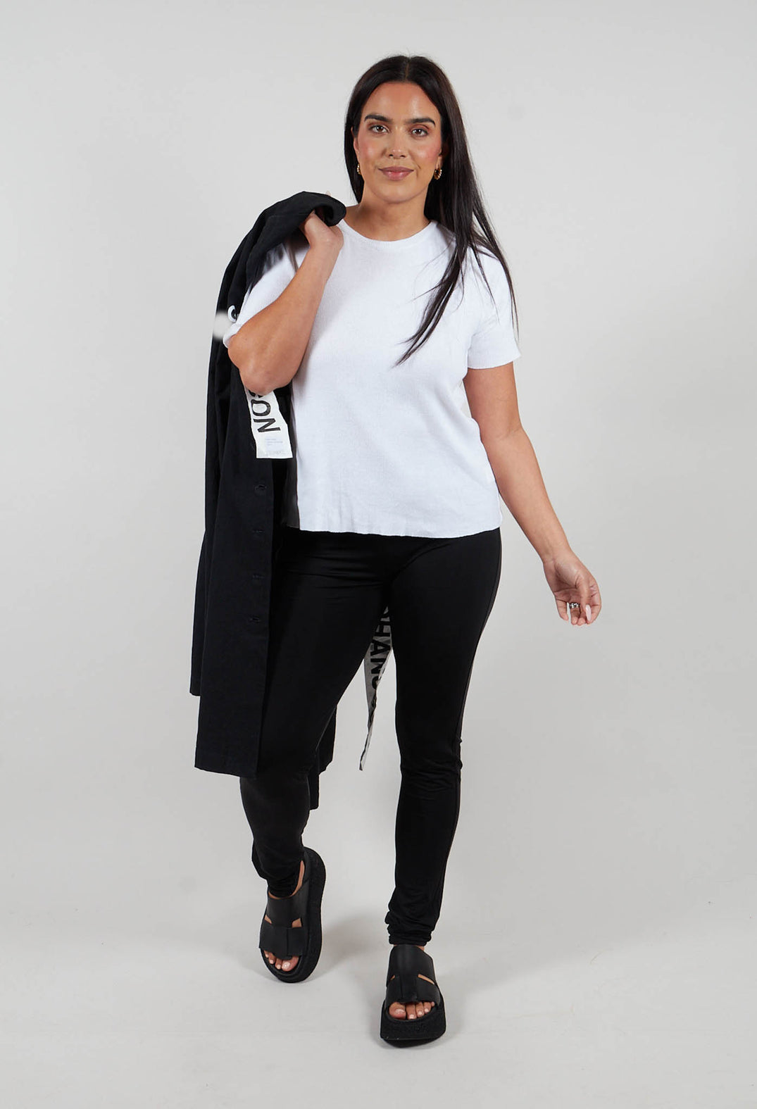 Colmar Jersey T Shirt with Ribbed Effect in White
