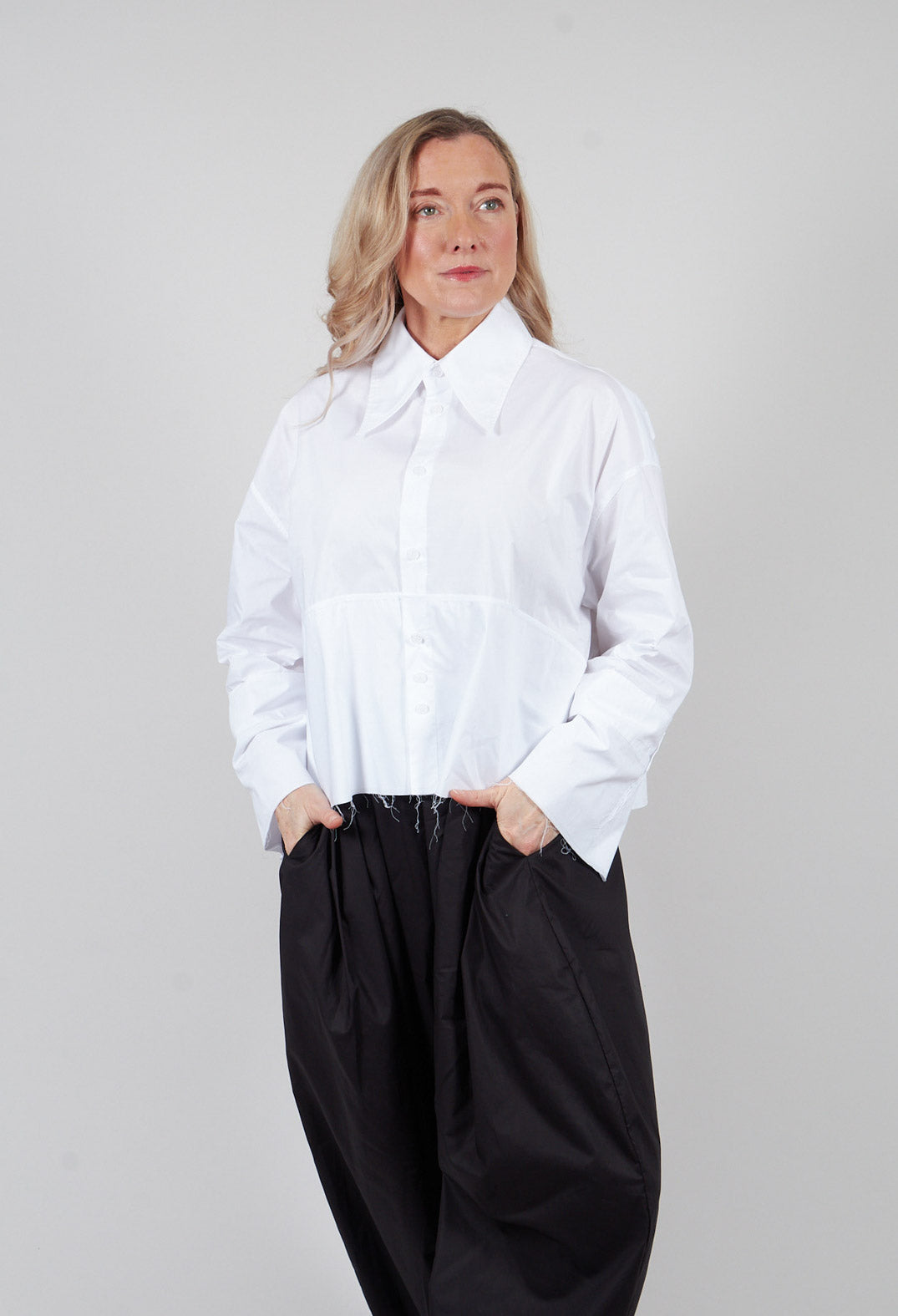 Raw Hem Shirt in Off White