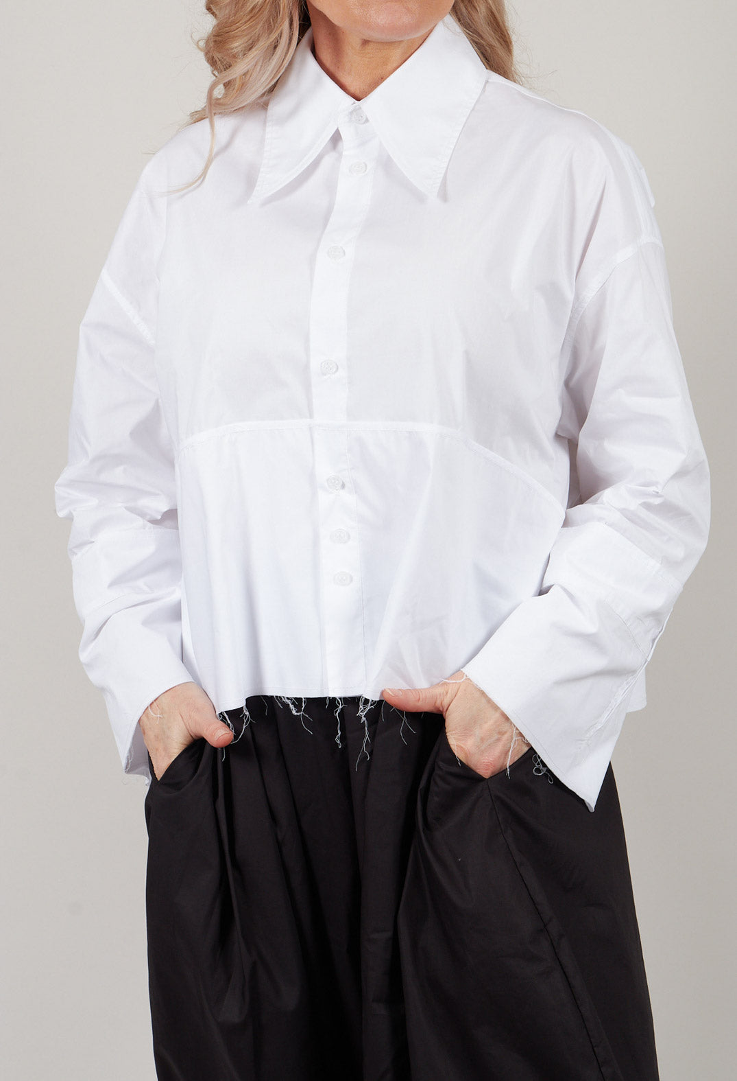 Raw Hem Shirt in Off White