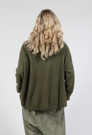 Raw Hemmed Cardgian in Olive