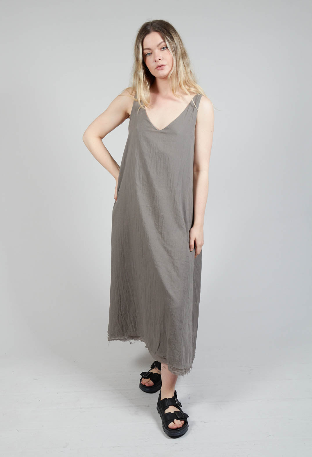 Raw Hemmed Dress in Cappuccino