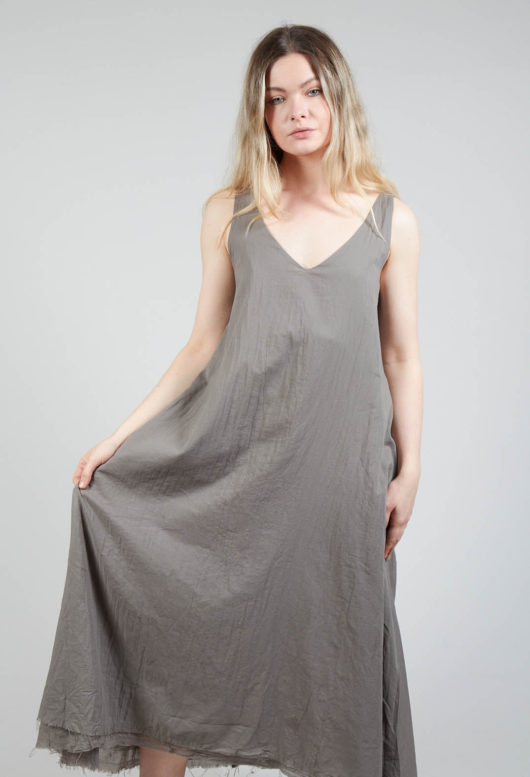 Raw Hemmed Dress in Cappuccino