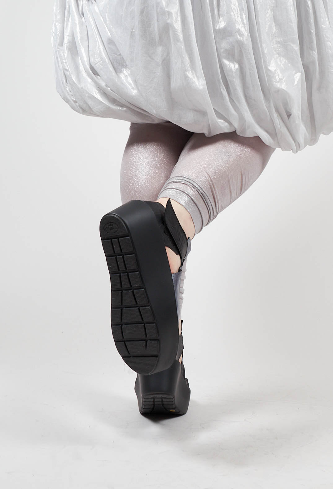 Raya Platform Sole Sandals in Black Silver