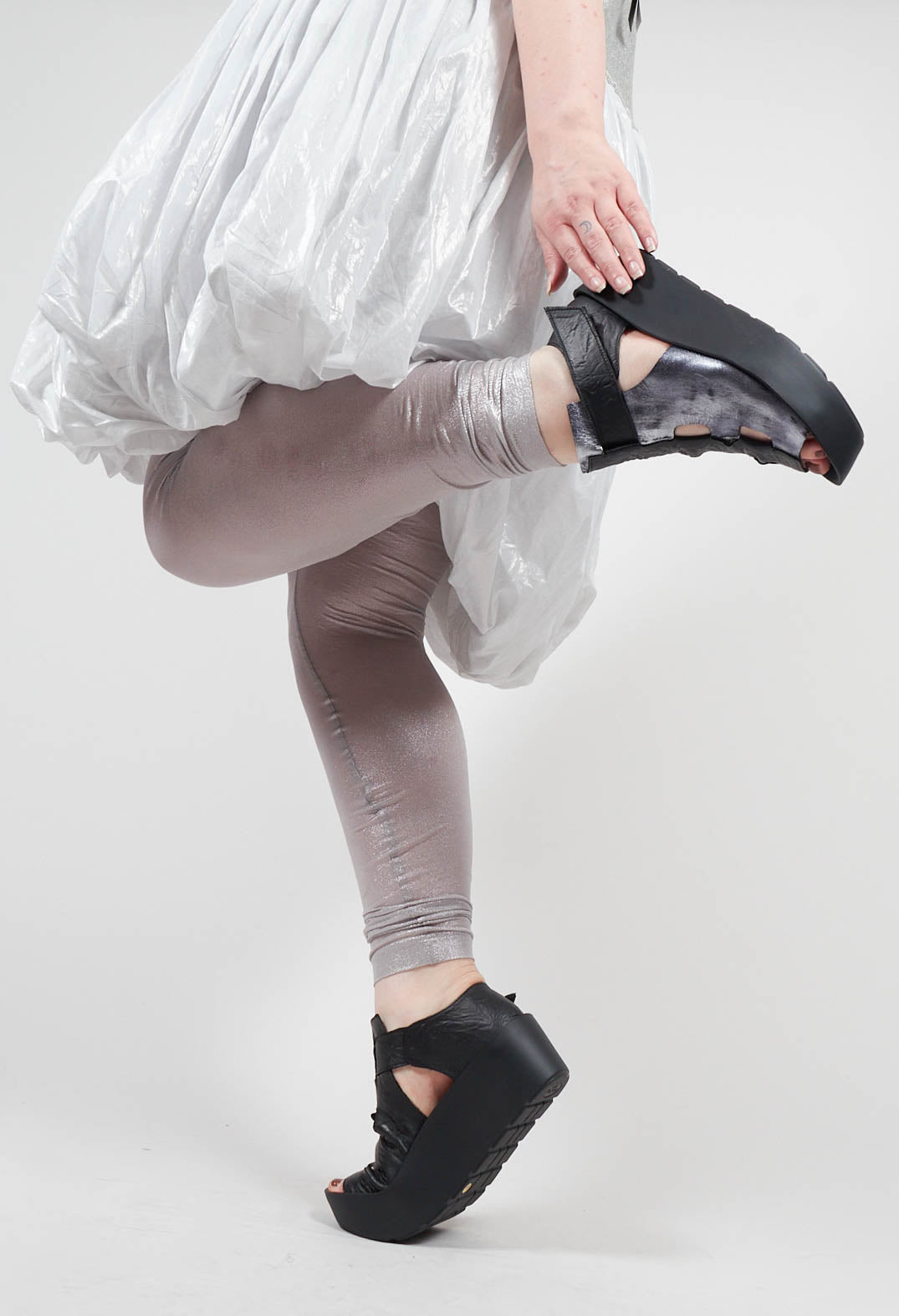 Raya Platform Sole Sandals in Black Silver