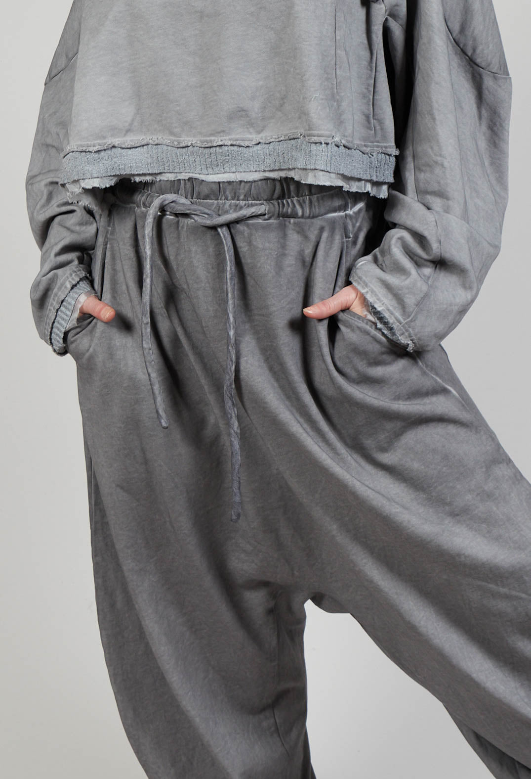 Relaxed Cotton Trousers in C.Coal 70% Cloud